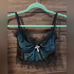 WIDOW Morphine Eyes Green Velvet Bra - SIZE M